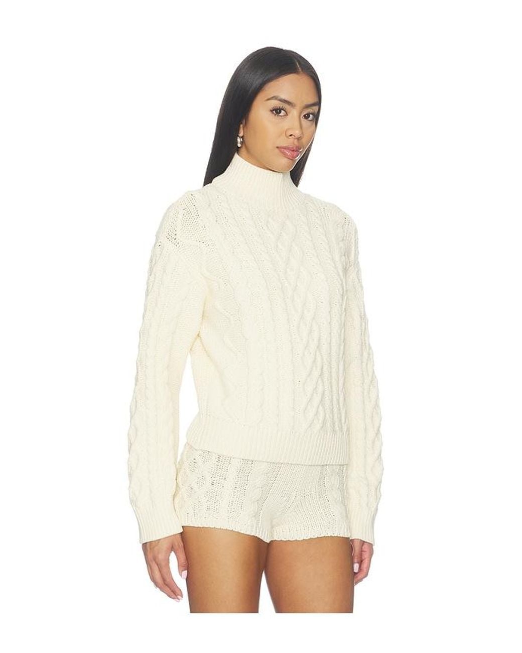 Lovers + Friends Natural Dottie Funnel Neck Sweater