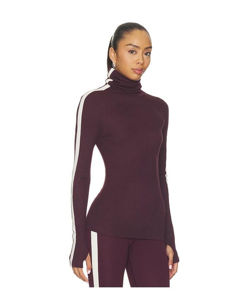 Splits59 Purple Jackson Rib Full Length Turtleneck Top
