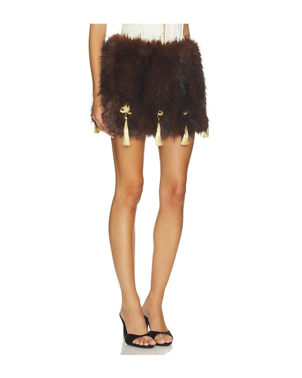 Kim Shui Black Elle Faux Fur Micro Mini Skirt