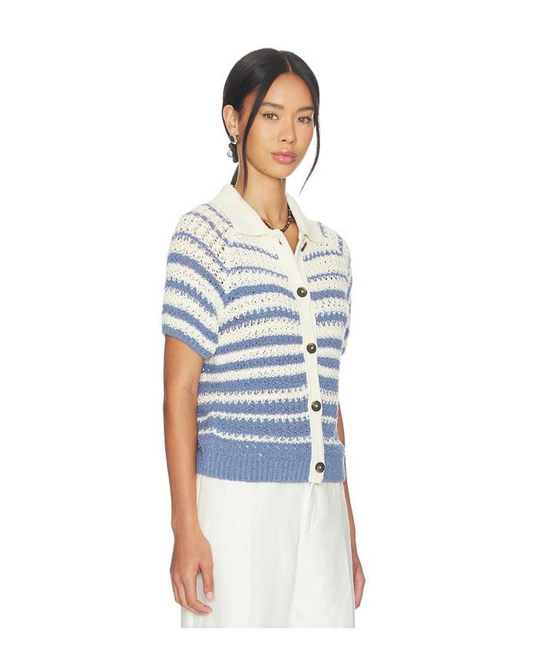 Closed White Short Sleeve Polo Cardigan