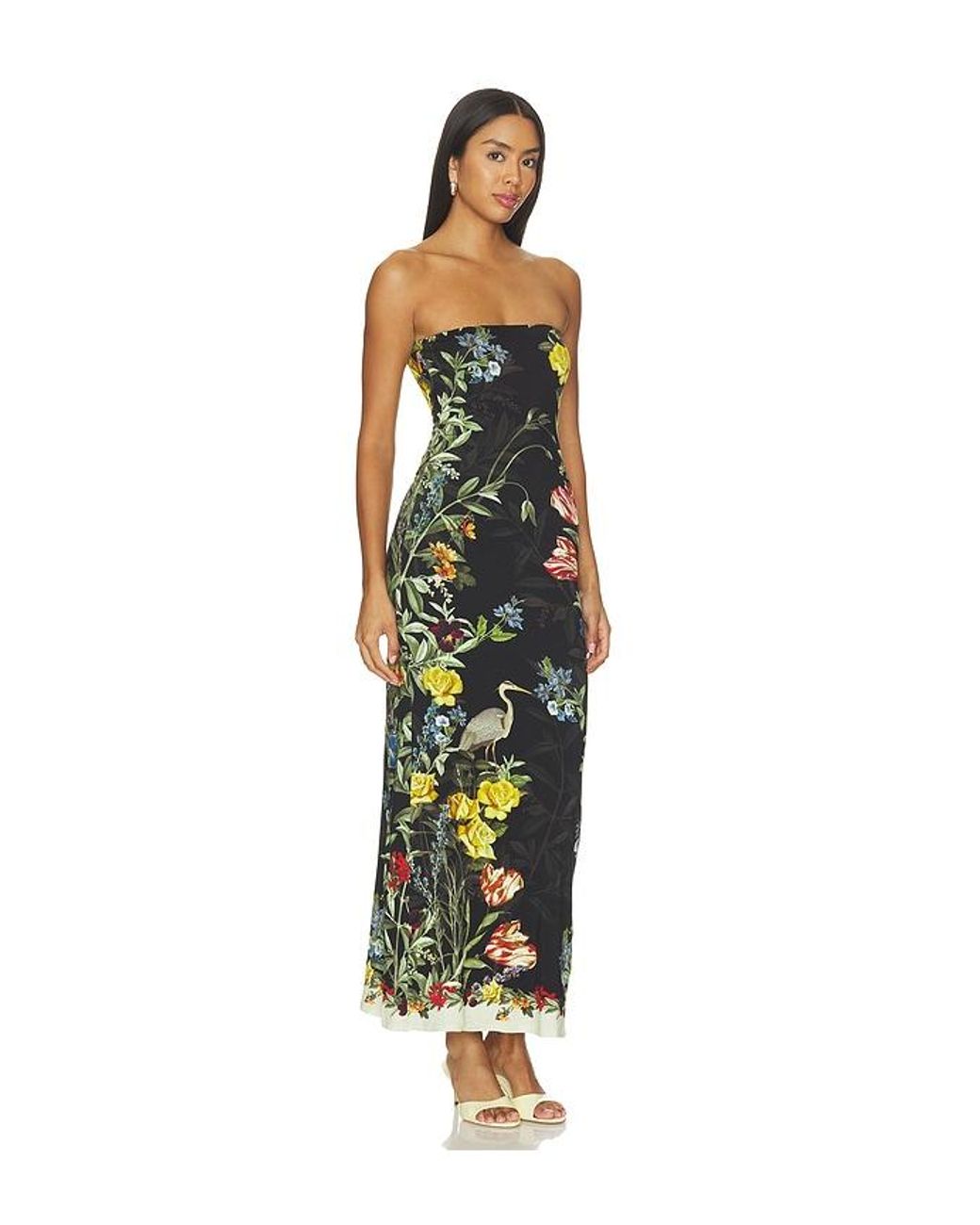 Alice + Olivia Multicolor Delora Strapless Midi Dress