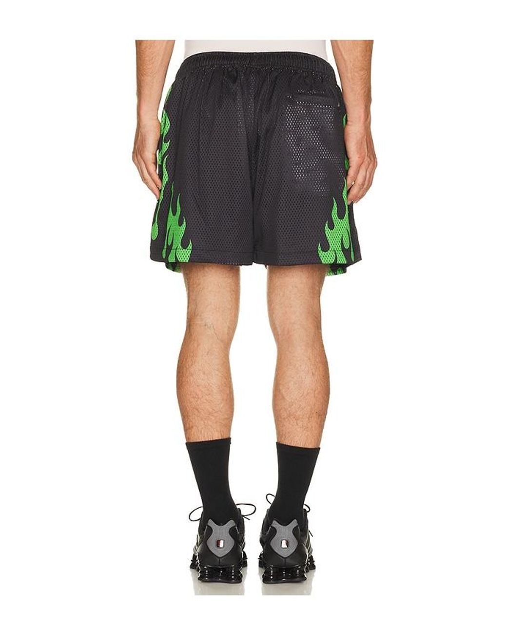 Market Black Toxic Flames Mesh Shorts for men