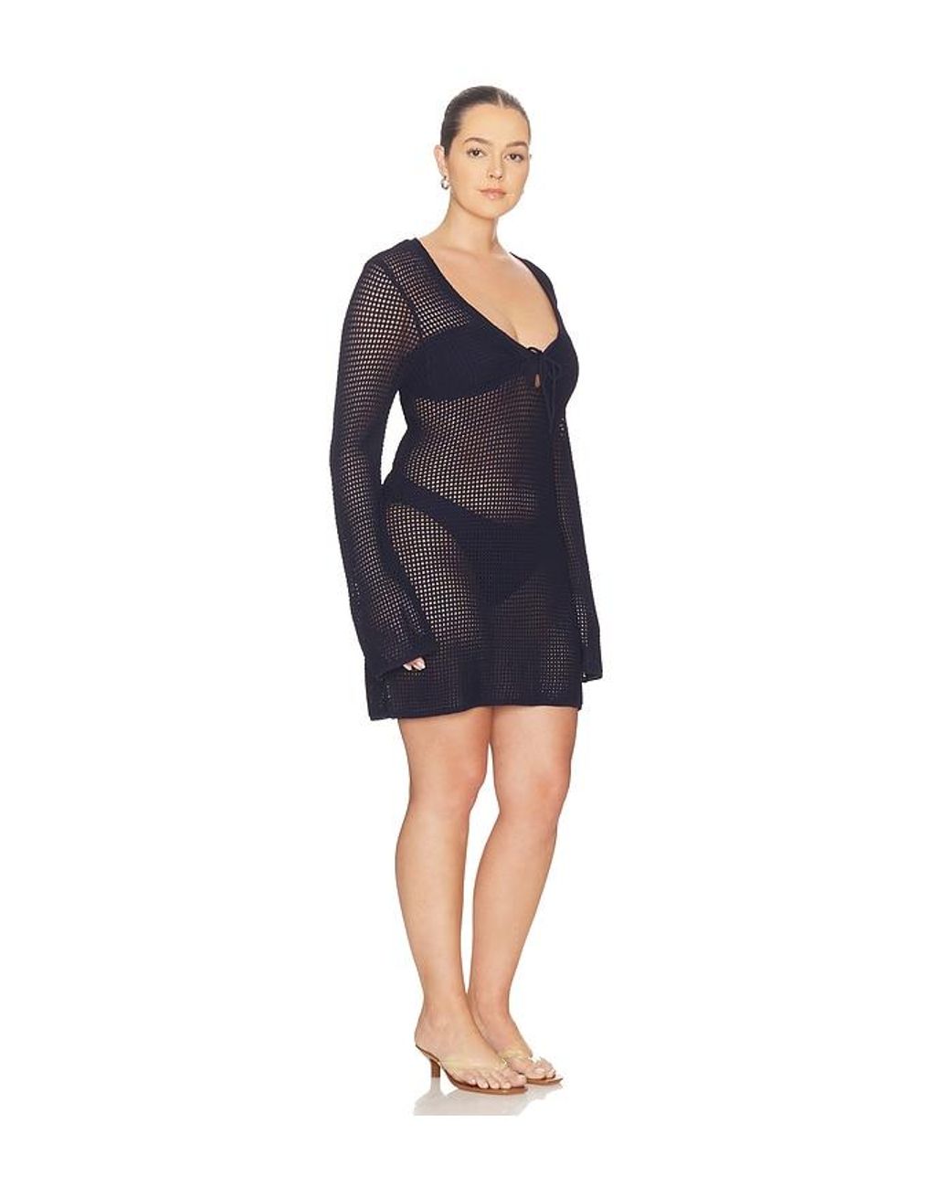 GOOD AMERICAN Black Crochet Mini Dress