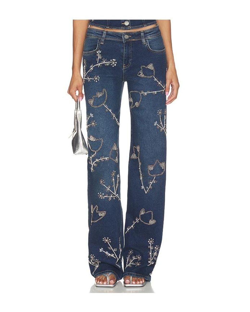 OW Collection Blue Nova Embellished Denim Jean