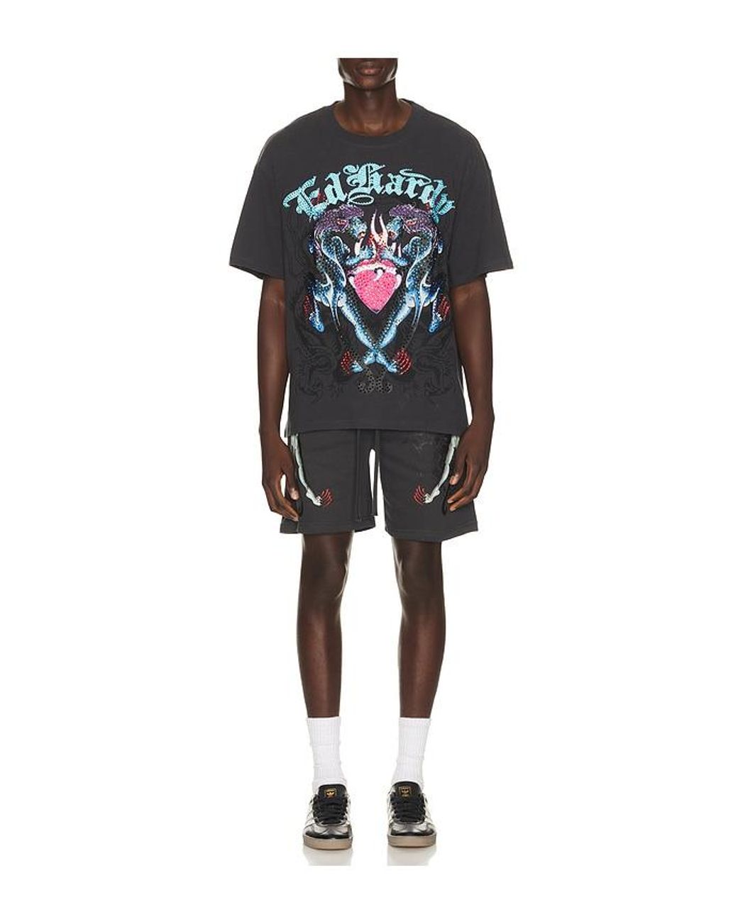 Ed Hardy Black Pantera Fleece Short for men