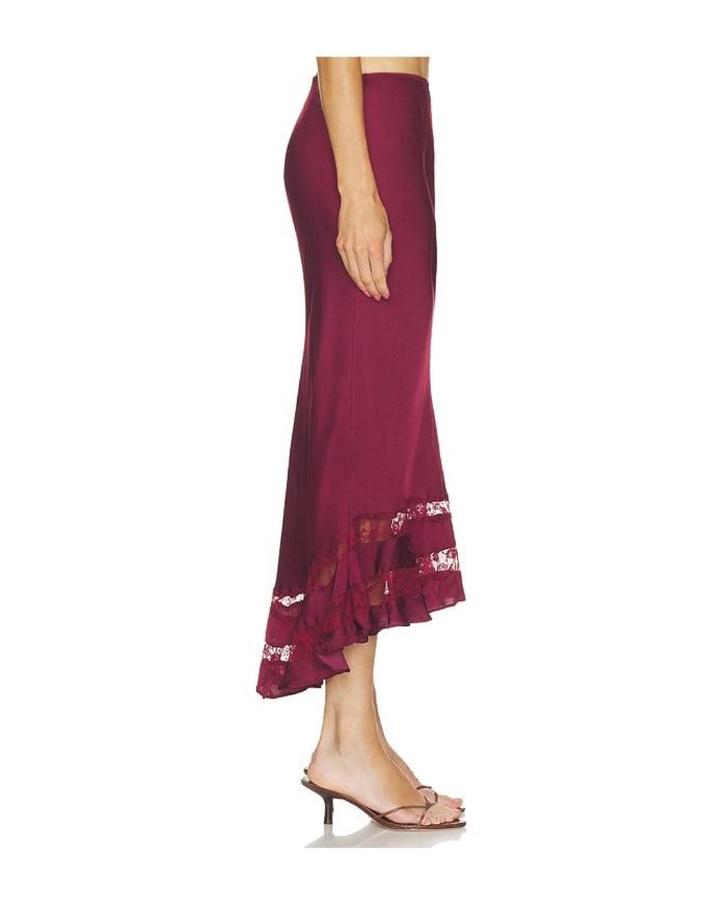 Free People Red Long Lost Lover Skirt