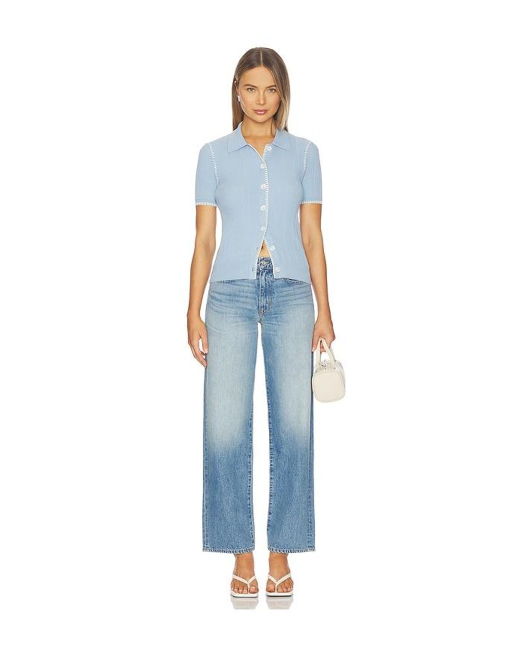 Rag & Bone Blue Harper Short Sleeve Cardigan