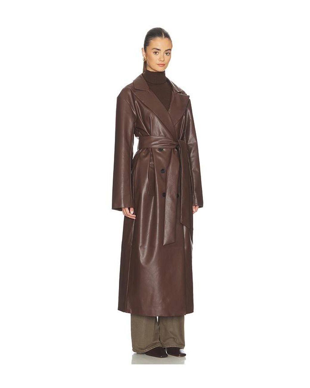 ALL THE WAYS Brown Carey Faux Leather Trench