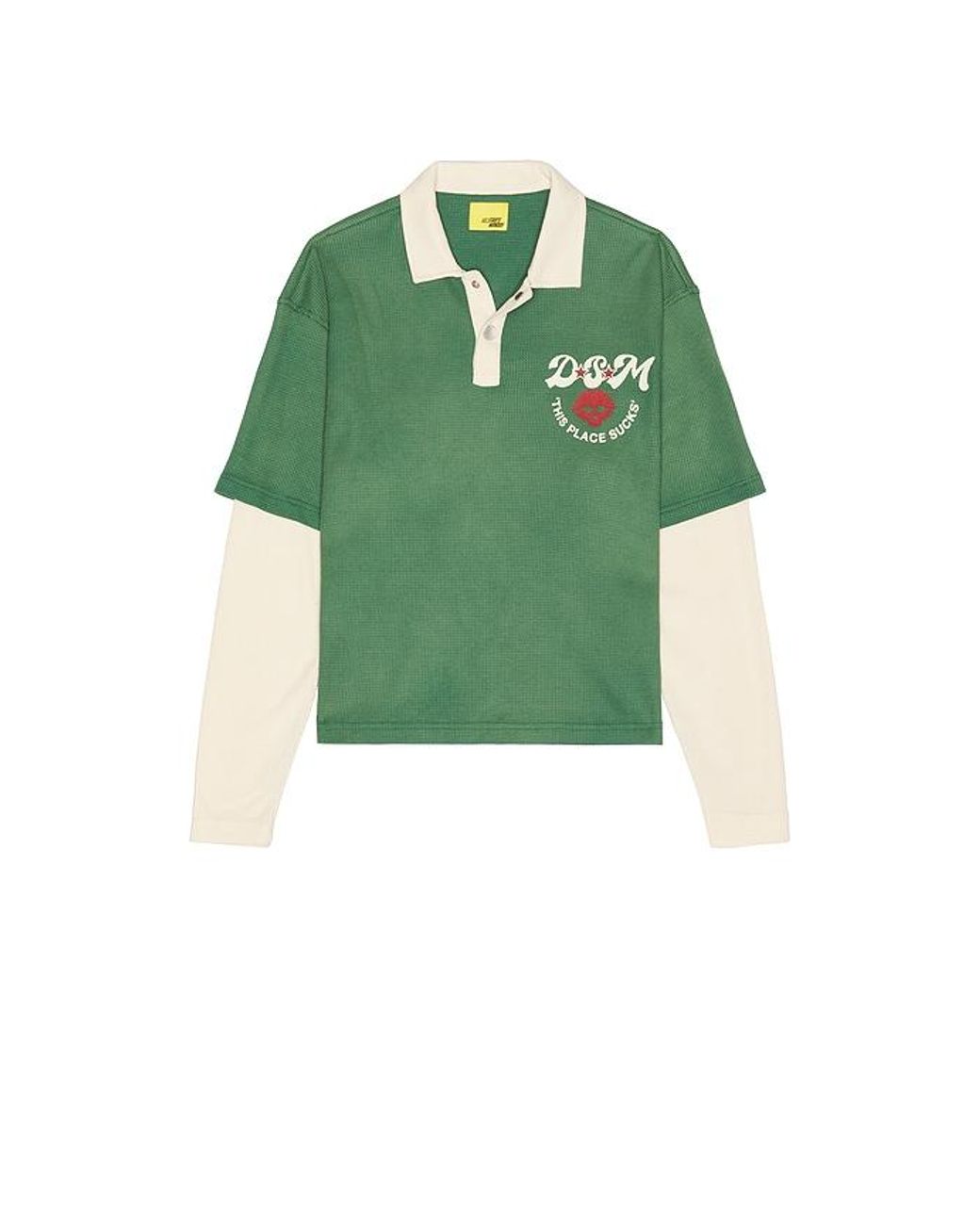 DIET STARTS MONDAY Green Hollywood Waffle Polo for men
