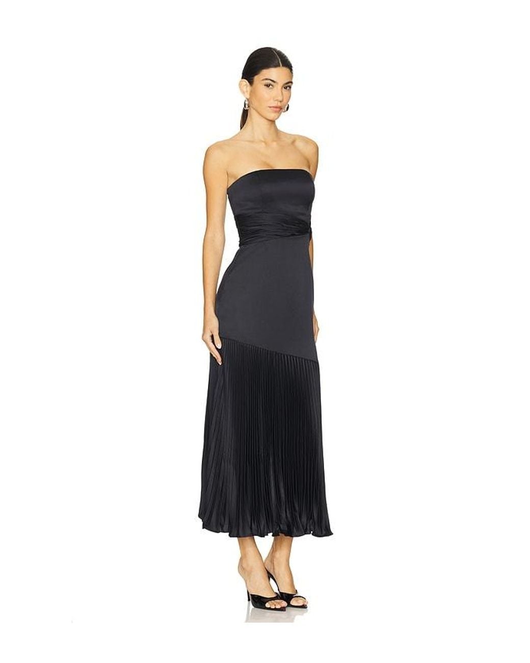 AMUR Blue Milly Pleated Midi Dress