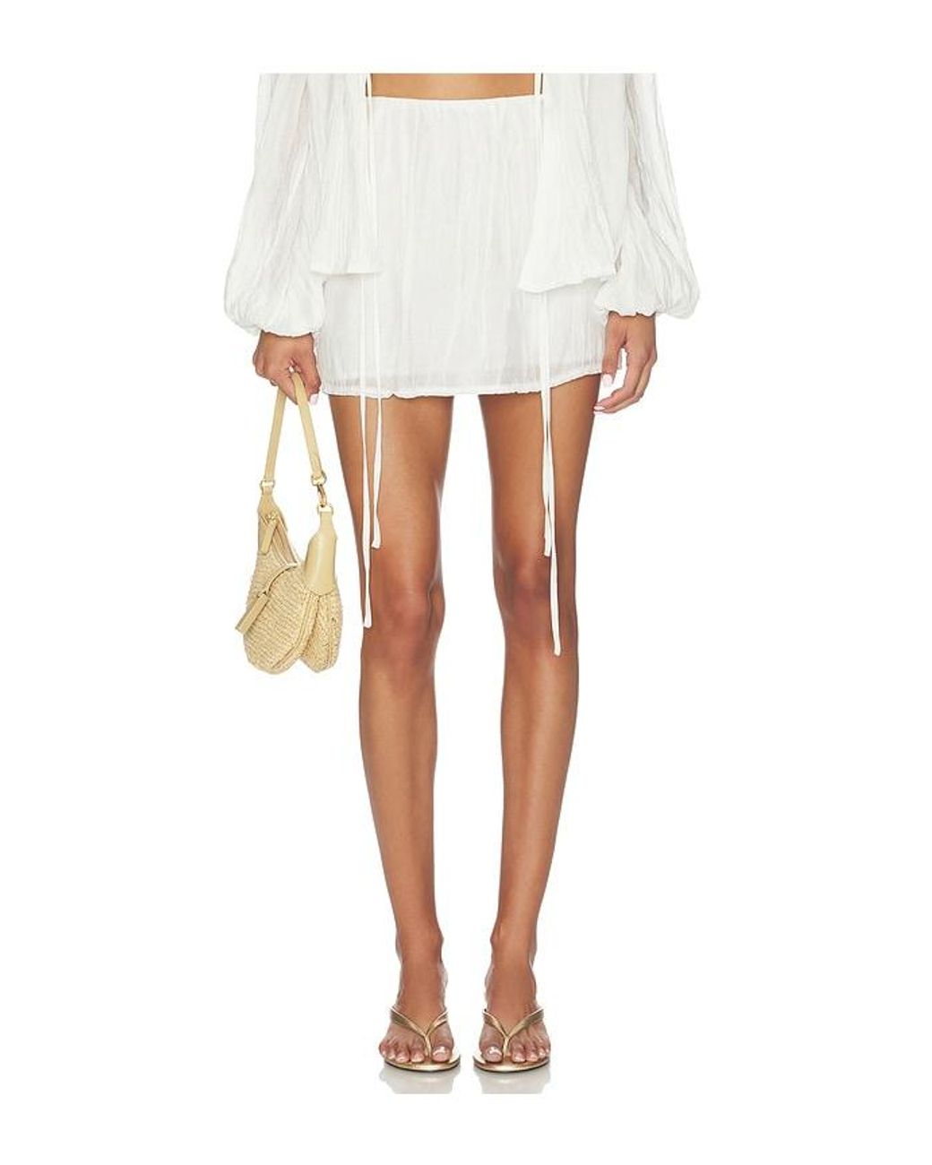 SNDY'S White Brandi Crinkle Mini Skirt