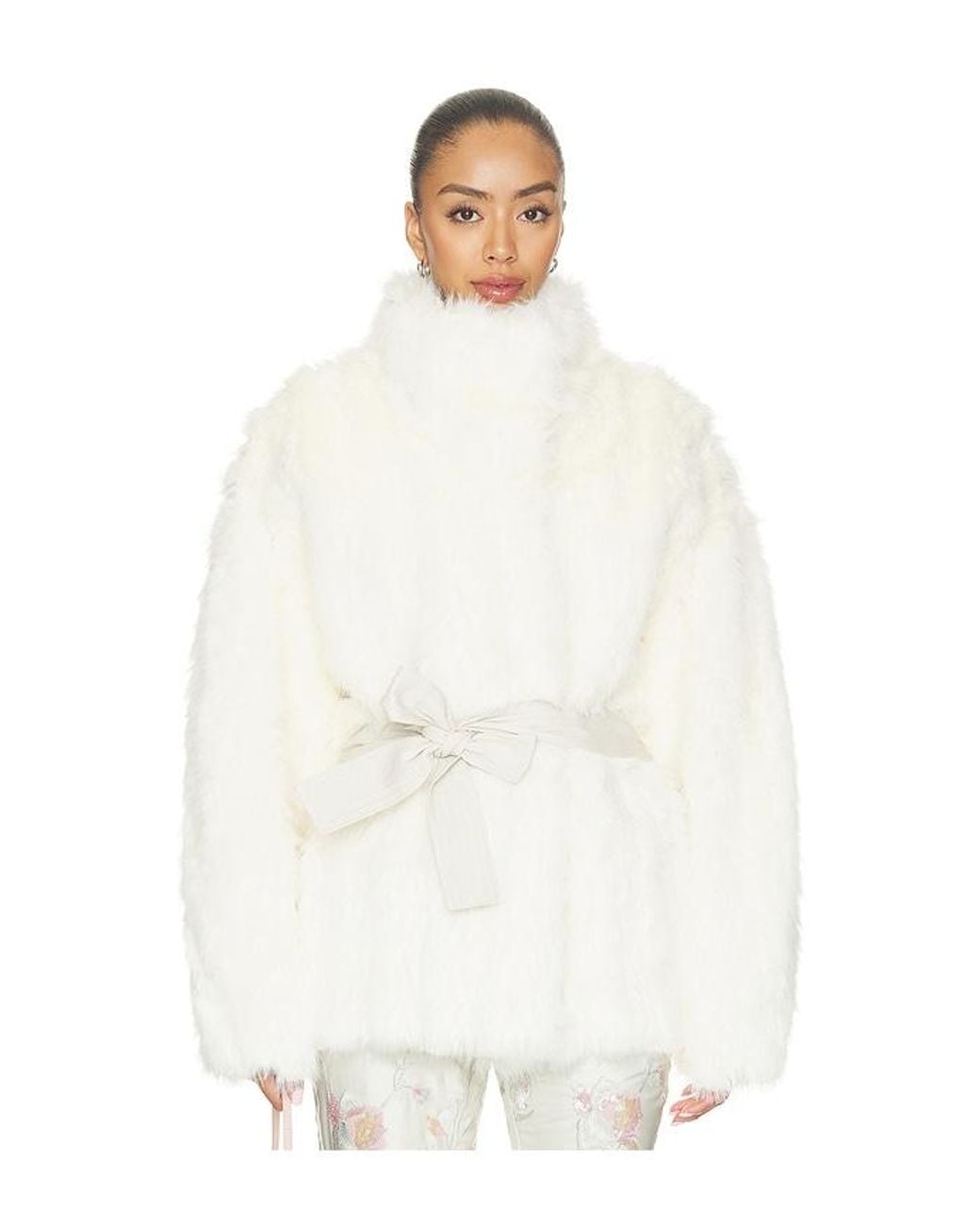 Source Unknown White Ilaria Eco Fur Coat