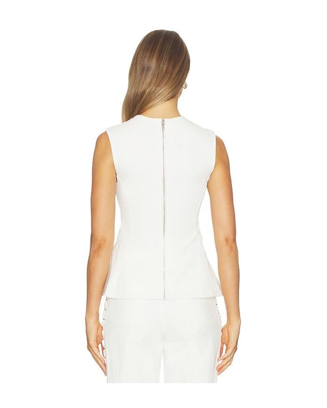 ROTATE BIRGER CHRISTENSEN White Peplum Denim Top