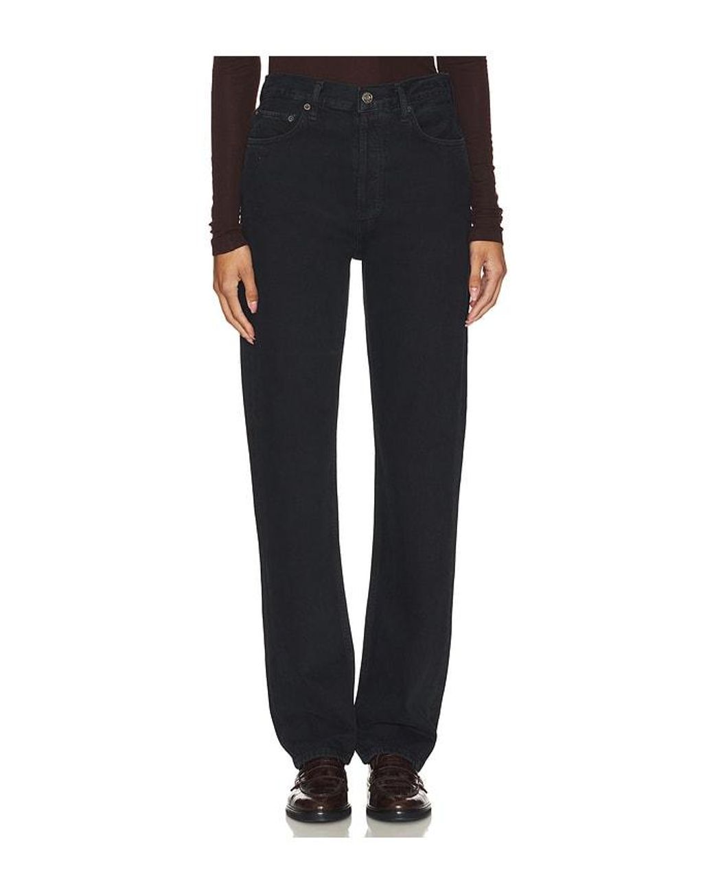 Agolde Black 90's Pinch Waist Long Jeans