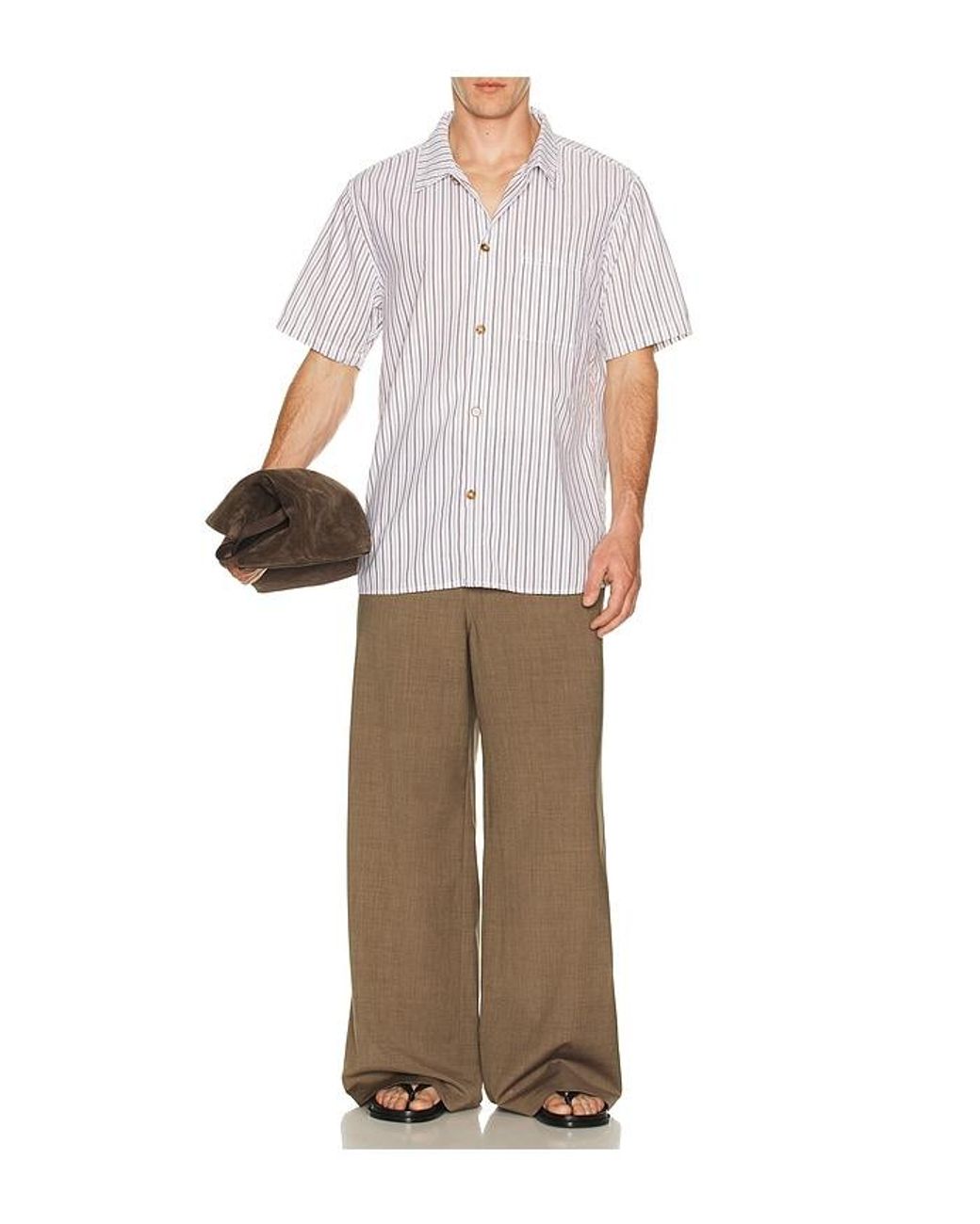 Rhythm White Seersucker Stripe Shirt for men