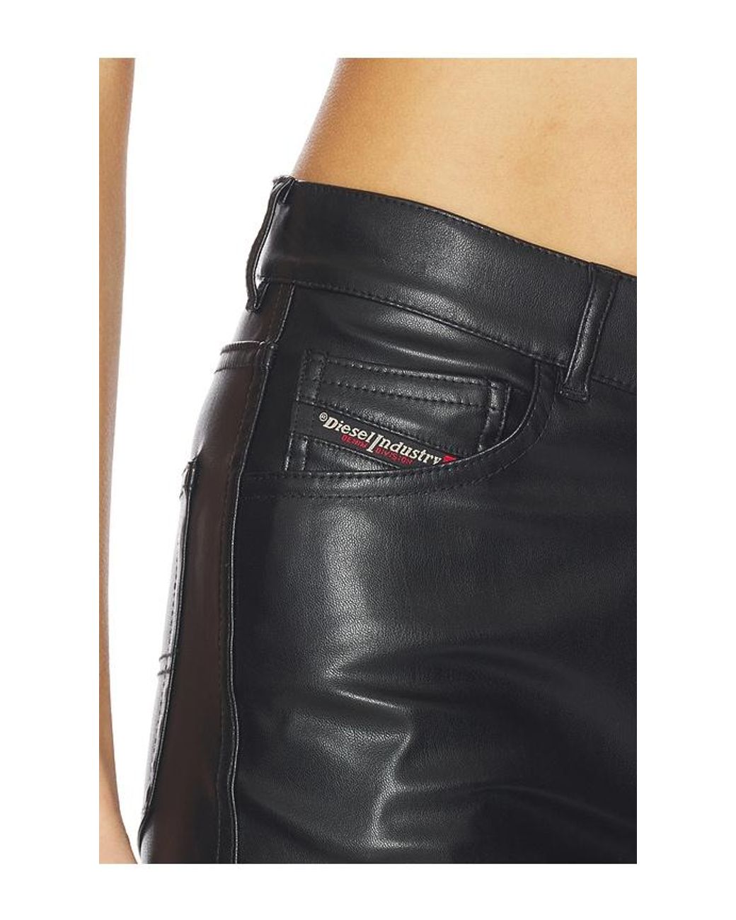DIESEL Black Plain Leather Pant