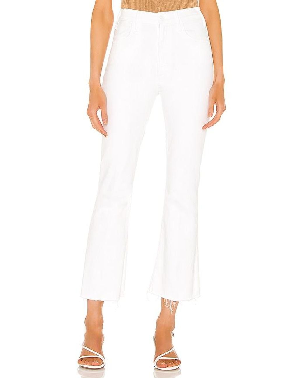Mother White The Hustler Ankle Fray Jeans