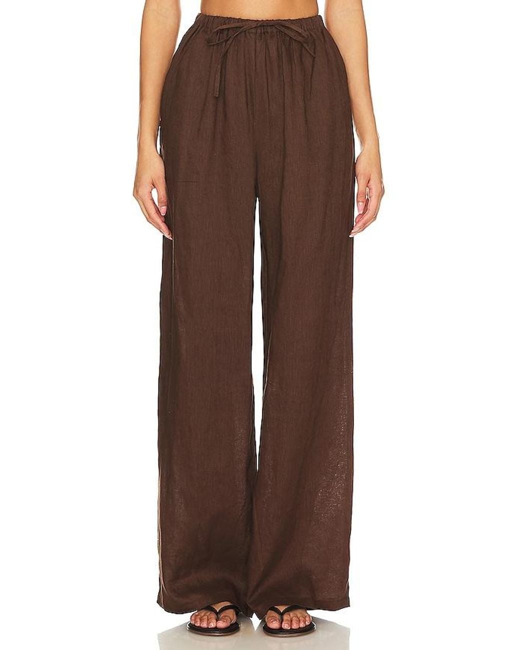 AEXAE Brown Linen Drawstring Trouser