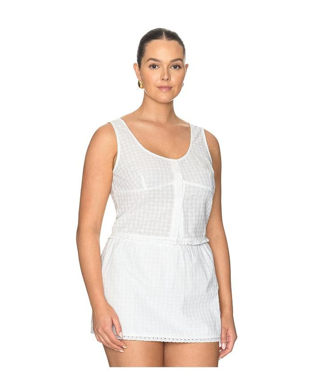 GOOD AMERICAN White The Eyelet Top