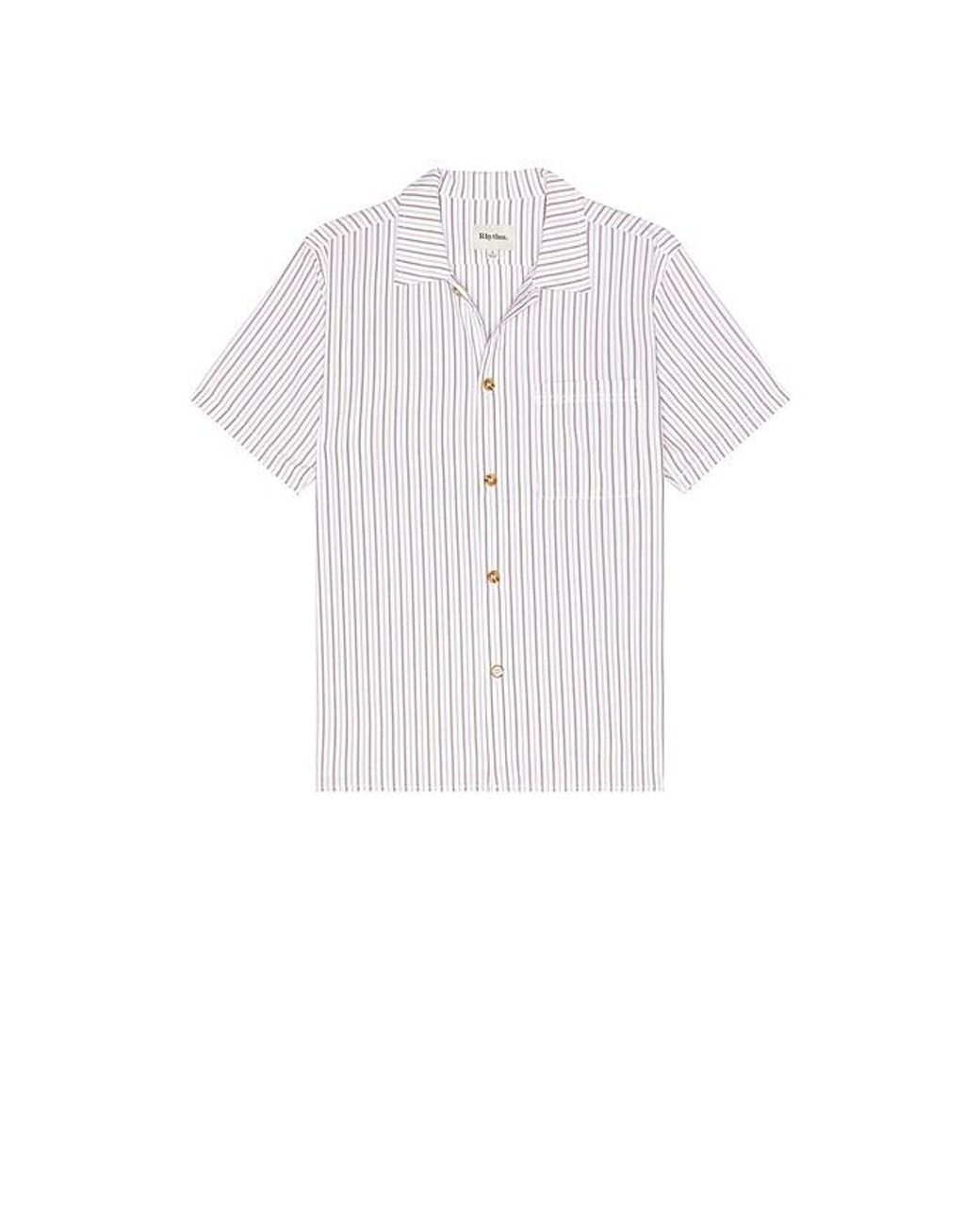 Rhythm White Seersucker Stripe Shirt for men