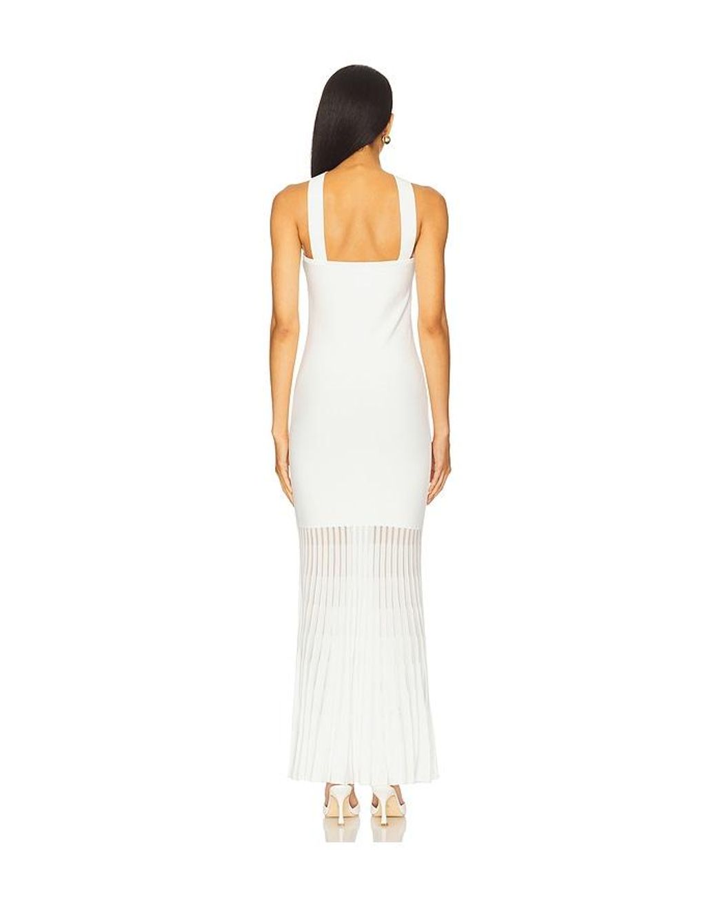 Lovers + Friends White Kelly Pleated Knit Dress