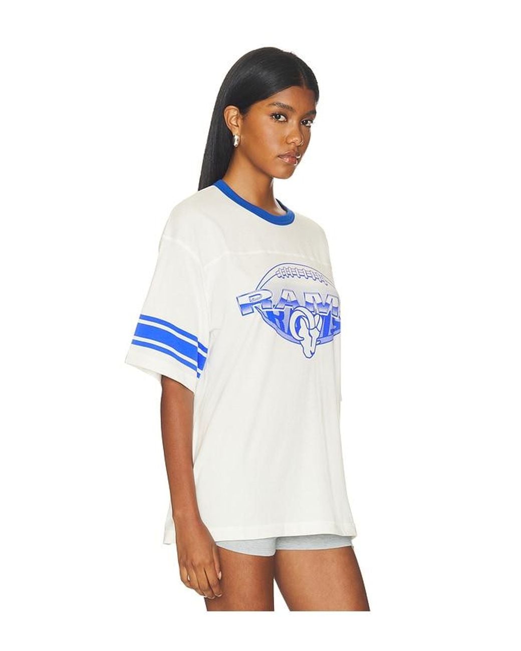 Junk Food White Rams Oversized Stripe Ringer Tee