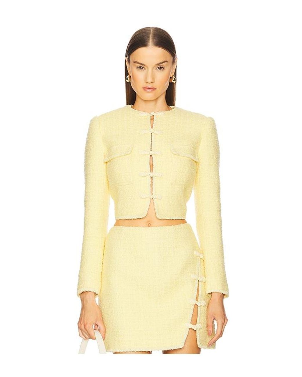 SAU LEE Yellow Abbie Tweed Jacket