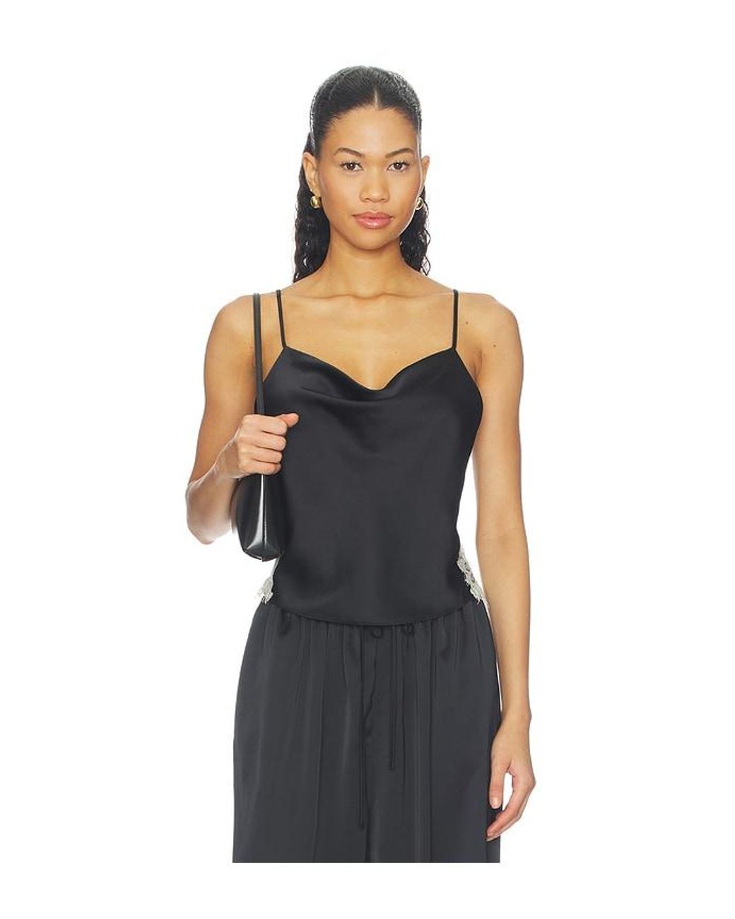 Cinq À Sept Black Esme Satin Lace Petit Marta Cami