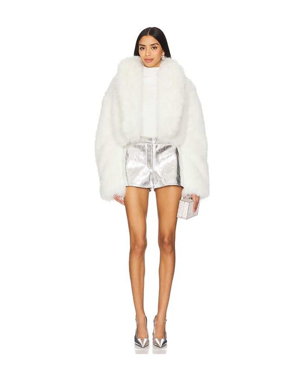 AFRM White Stephanie Fur Jacket