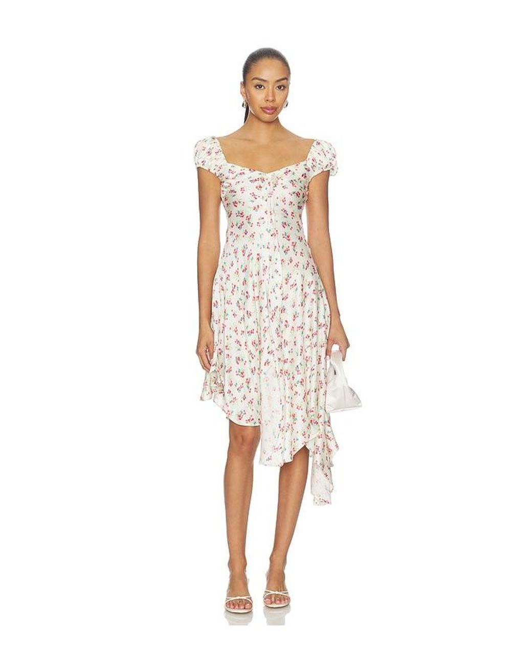 For Love & Lemons White Cherry Mae Midi Dress