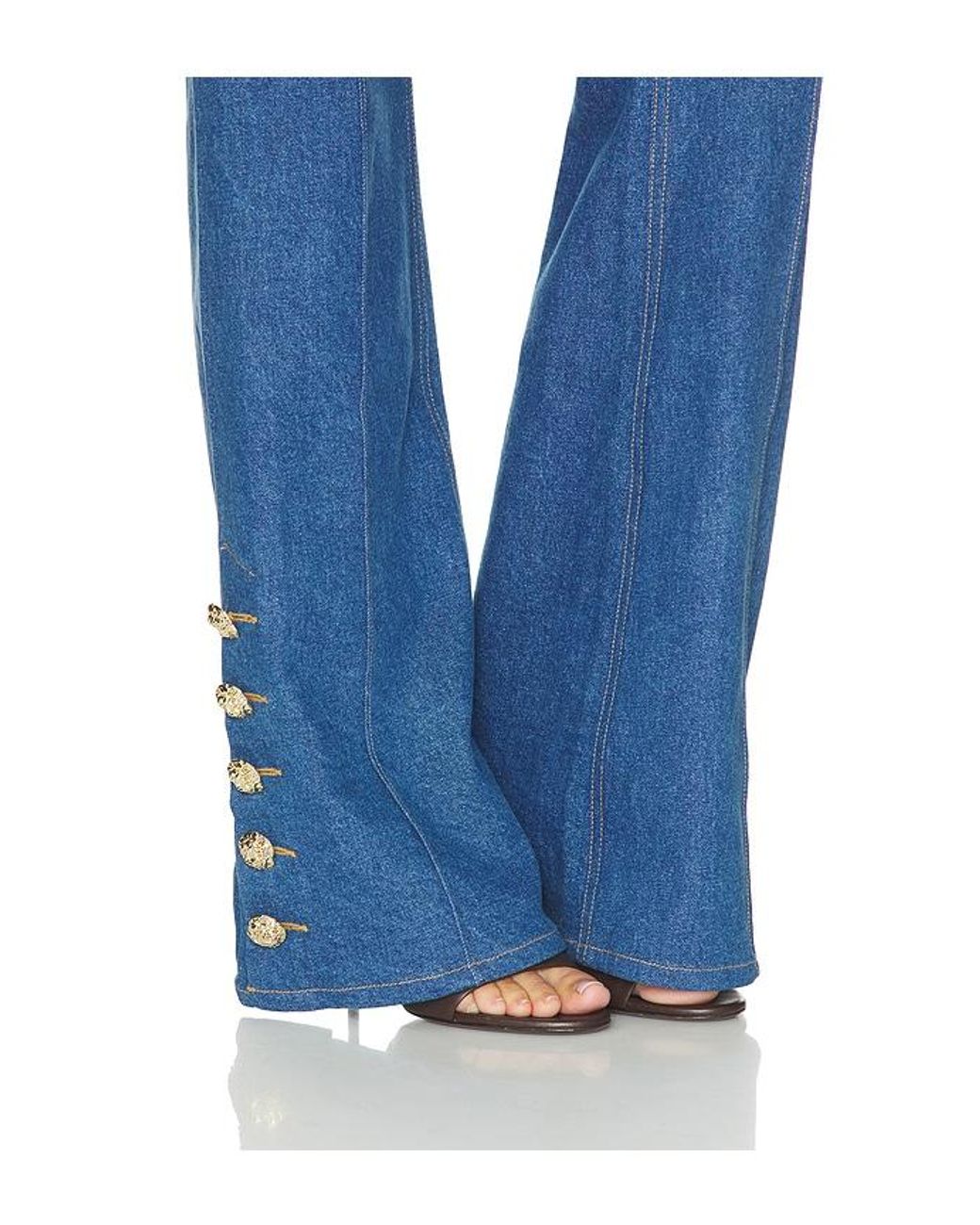 Nadine Merabi Blue Charlotte Vintage Wash Denim Trousers