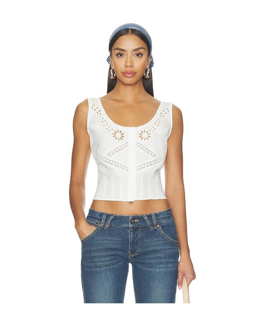 Frankie's Bikinis Blue X Devon Lee Carlson Ever Cotton Blouse