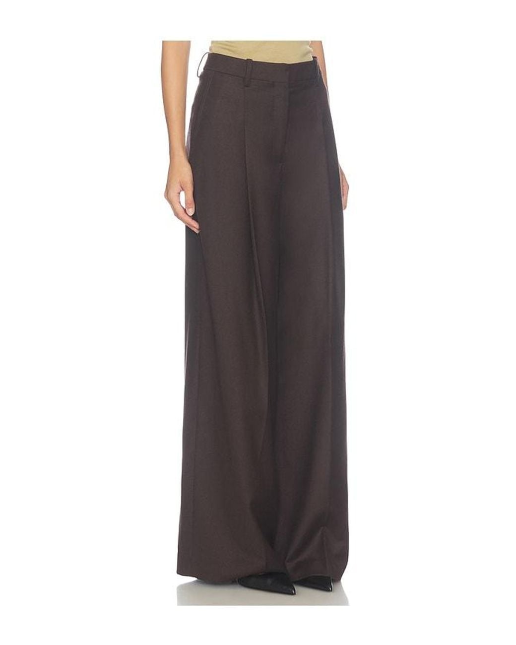 Theory Brown Wide Pleated Trouser