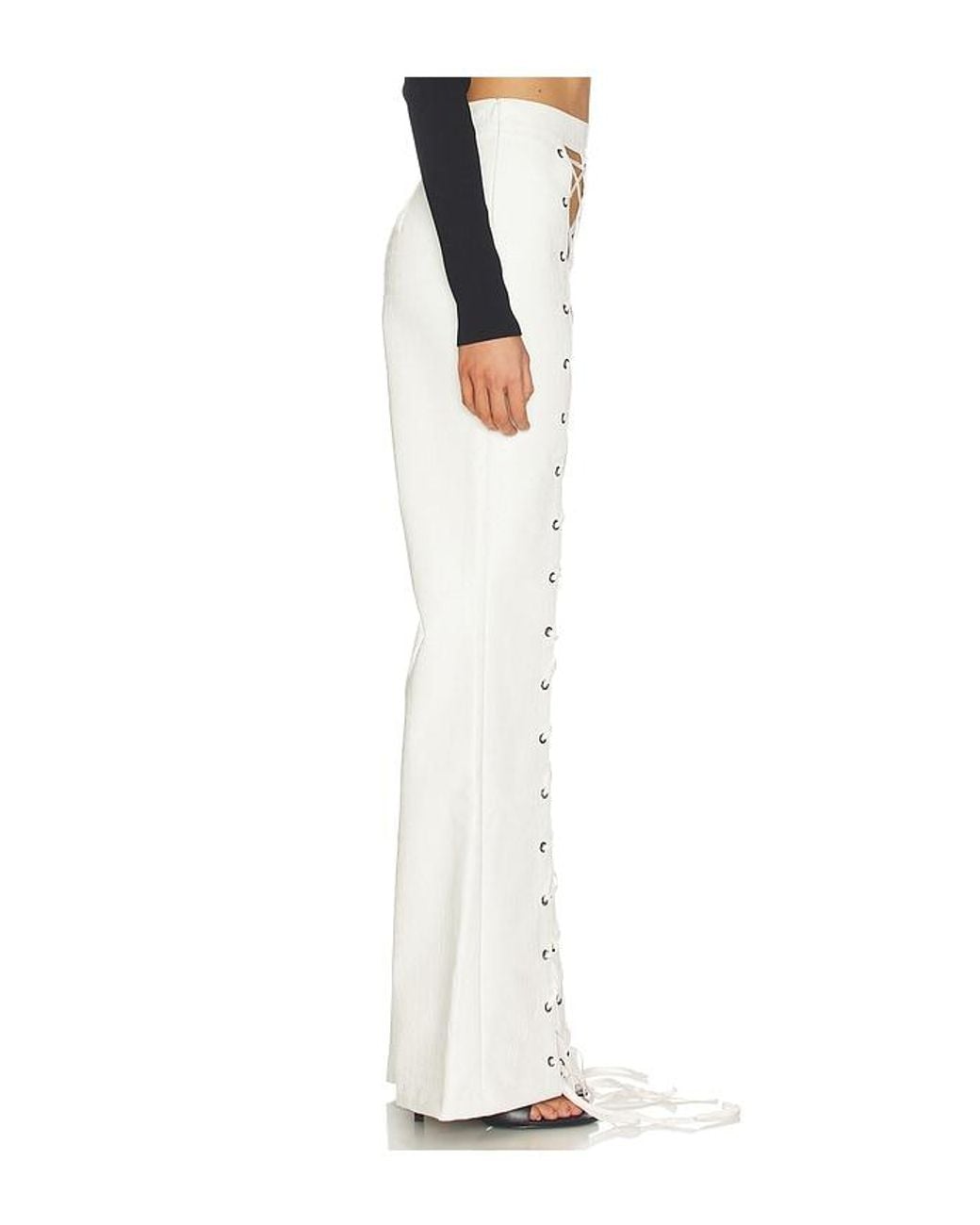 Kim Shui White Croc Lace Up Pant