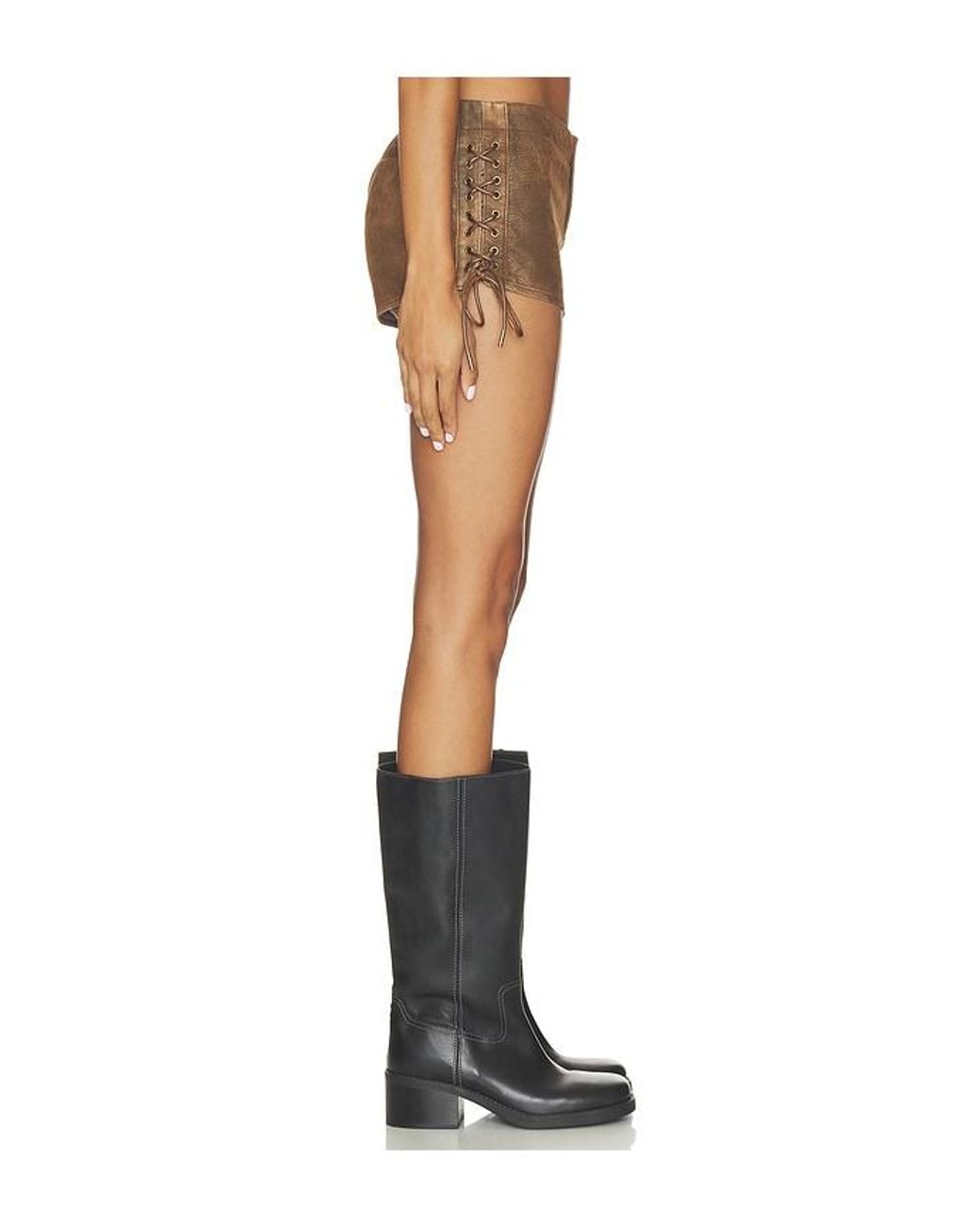 Free People Black Sun Siren Suede Mirco Short