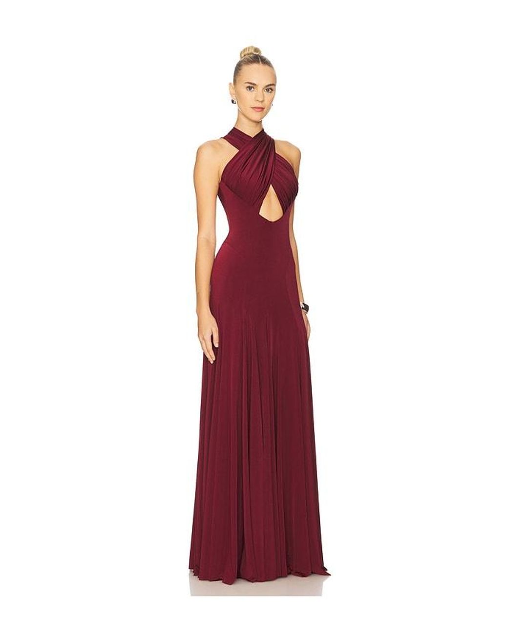 Ceren Ocak Red Draped Jersey Dress