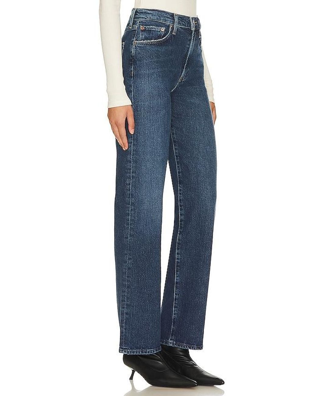 Agolde Blue Harper Mid Rise Straight