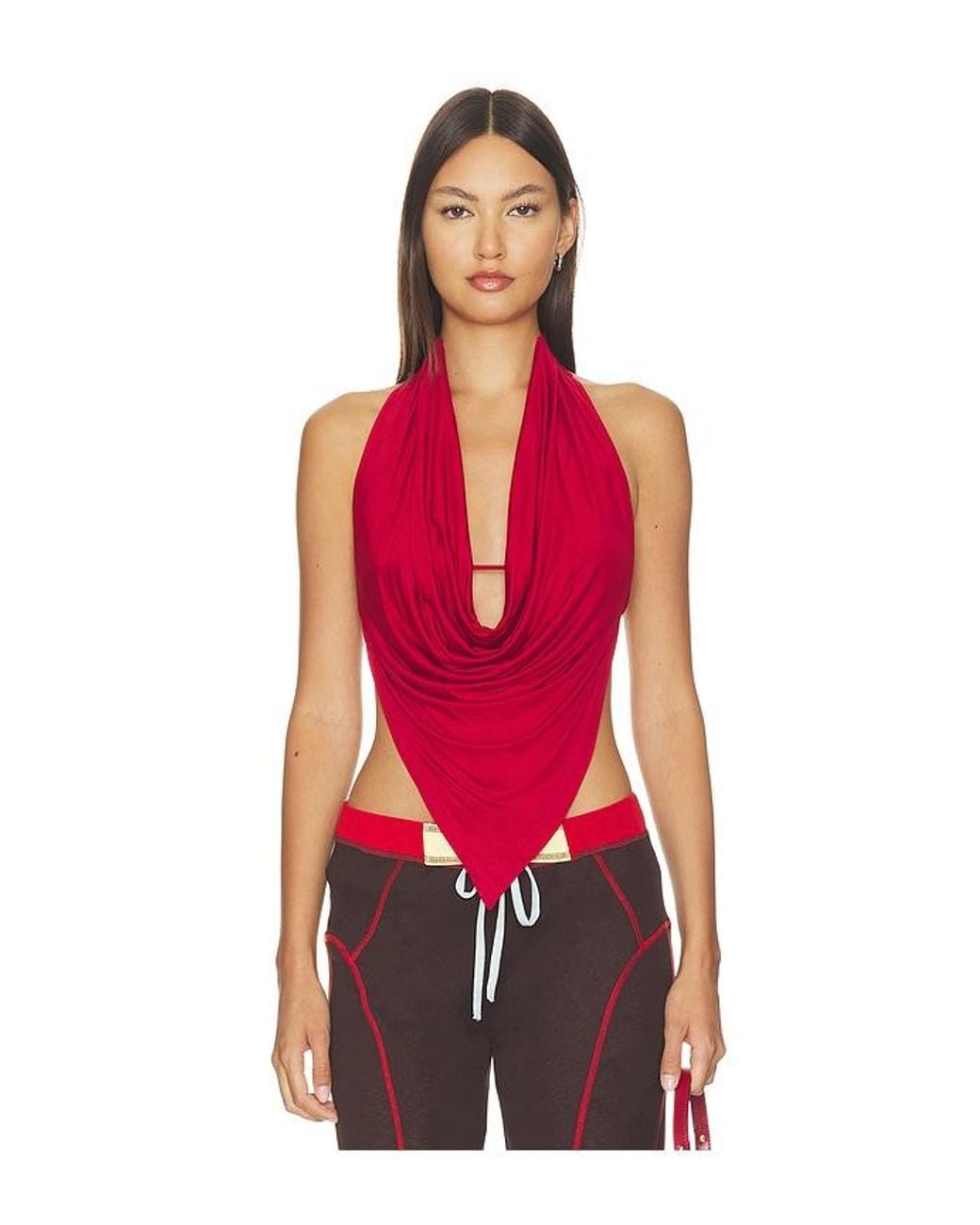Peachy Den Red Blanche Halter Top