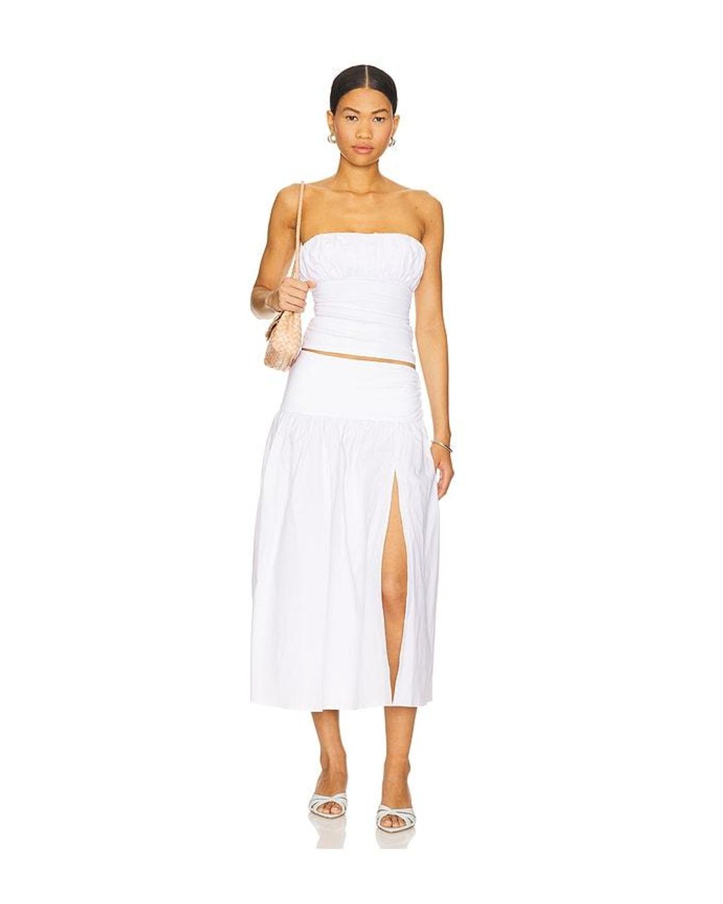 Lovers + Friends White Mac Midi Skirt