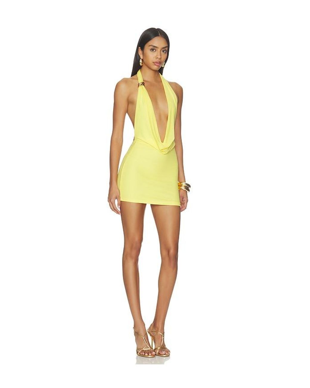 superdown Yellow Blaise Halter Mini Dress