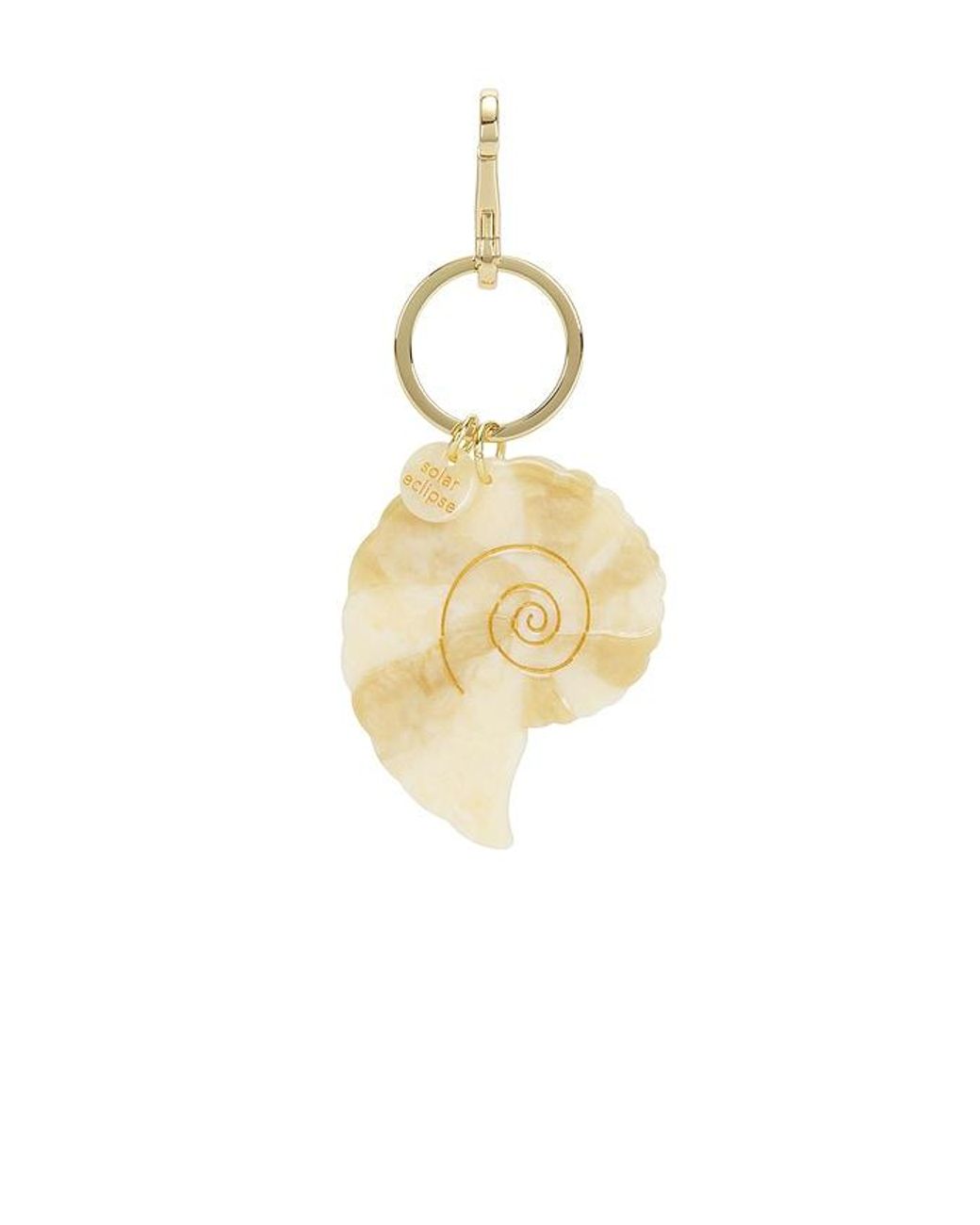 Solar Eclipse White Hand-Painted Spiral Shell Bag Charm & Keychain