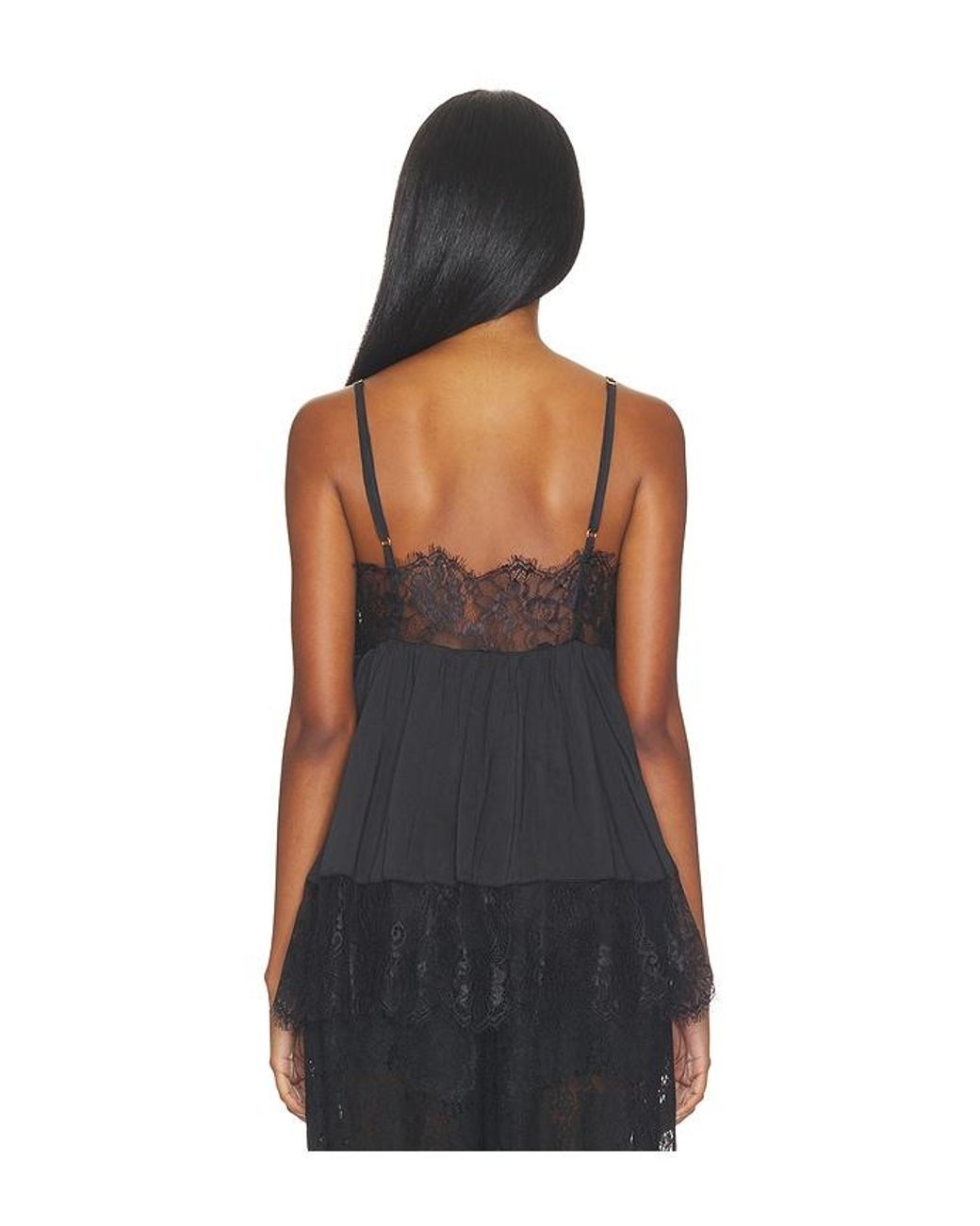 WeWoreWhat Black Lace Voile Cami Top