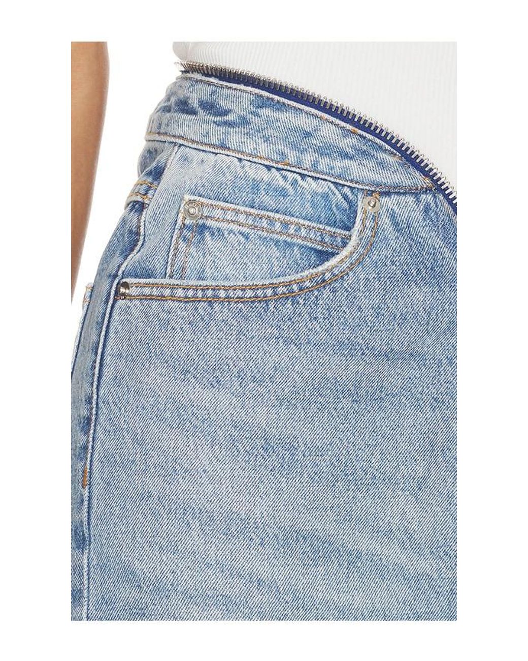Alexander Wang Blue Dipped V Zip Waistband Skirt