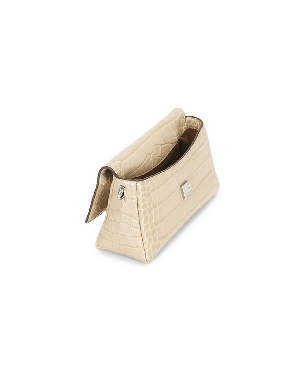 Tory Burch Natural Charlie Embossed Croc Small Shoulder Bag