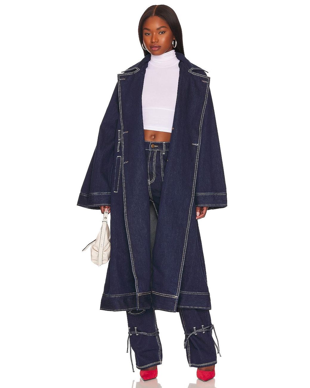 LPA Vivi Denim Trench Coat in Blue Lyst