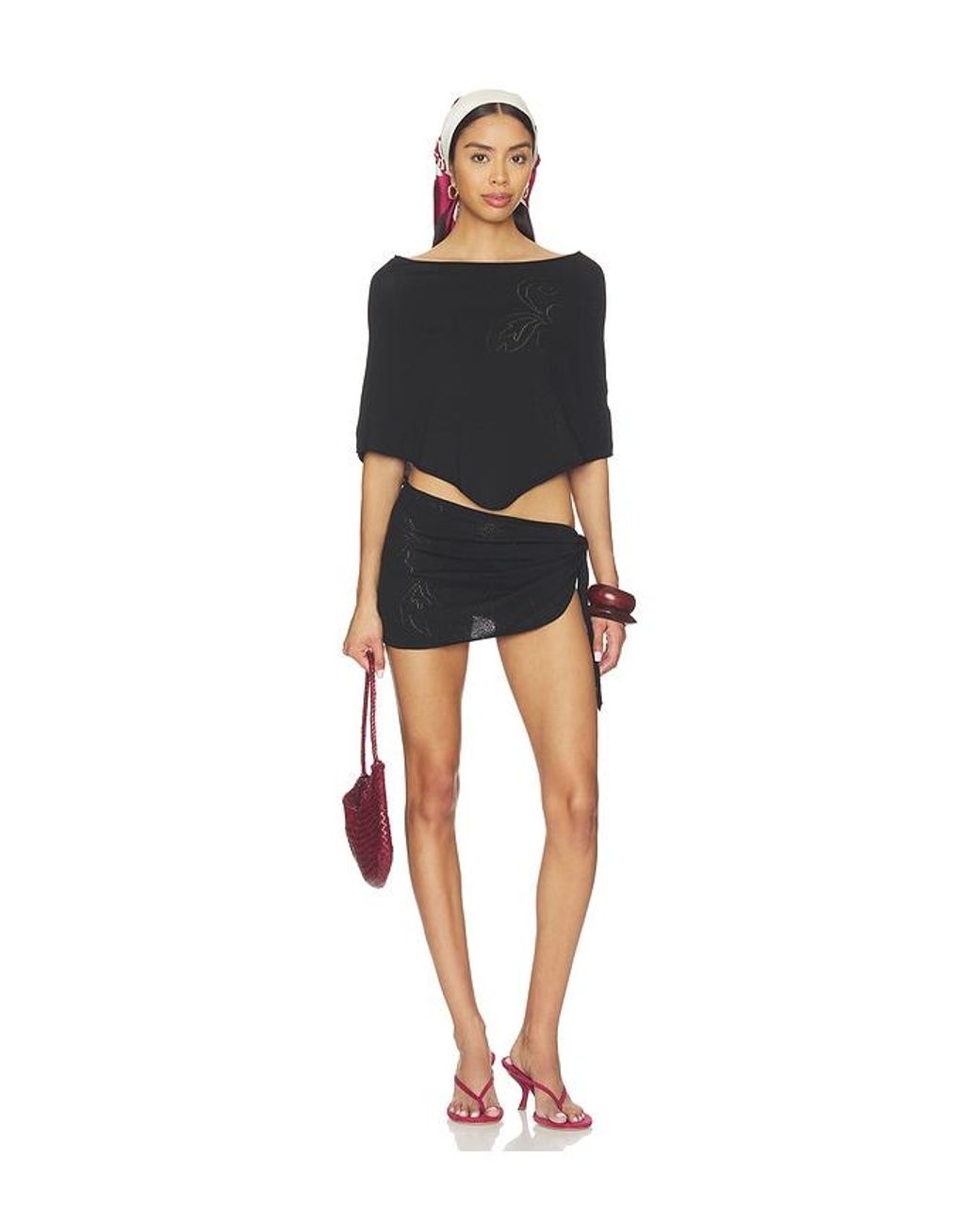 Frankie's Bikinis Black Scout Knit Poncho