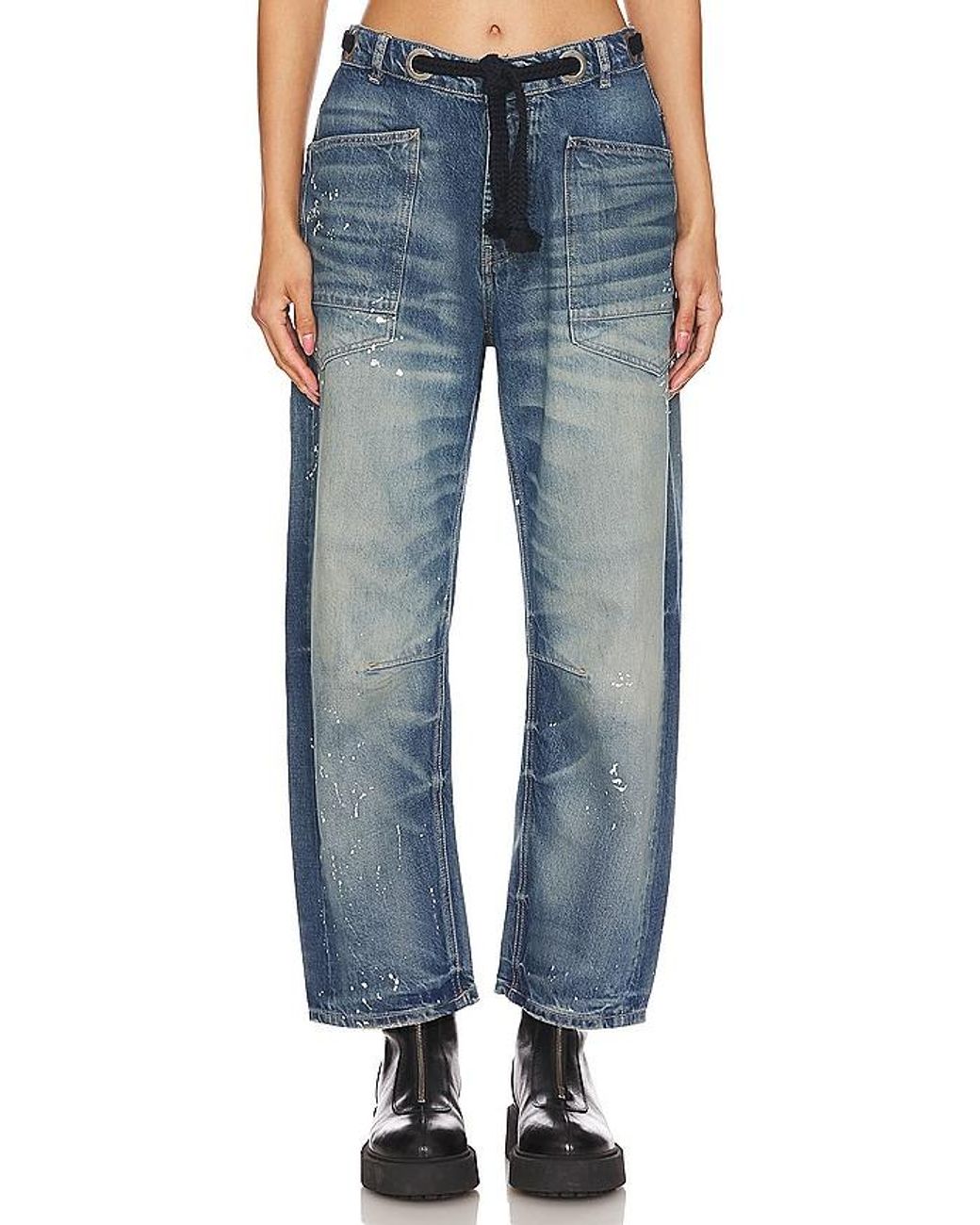 Free People Blue X We The Free Moxie Low Slung Pull Jeans