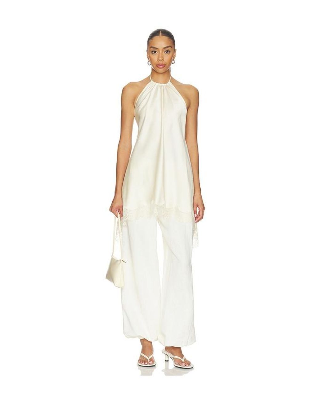 Lovers + Friends White Lexi Linen Pant