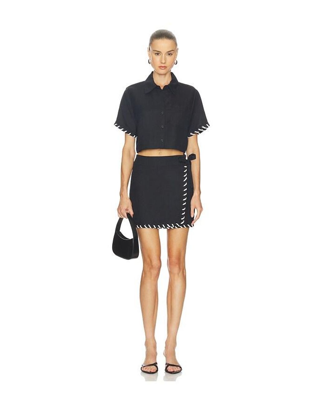 Jonathan Simkhai Black Banks Wrap Mini Skirt
