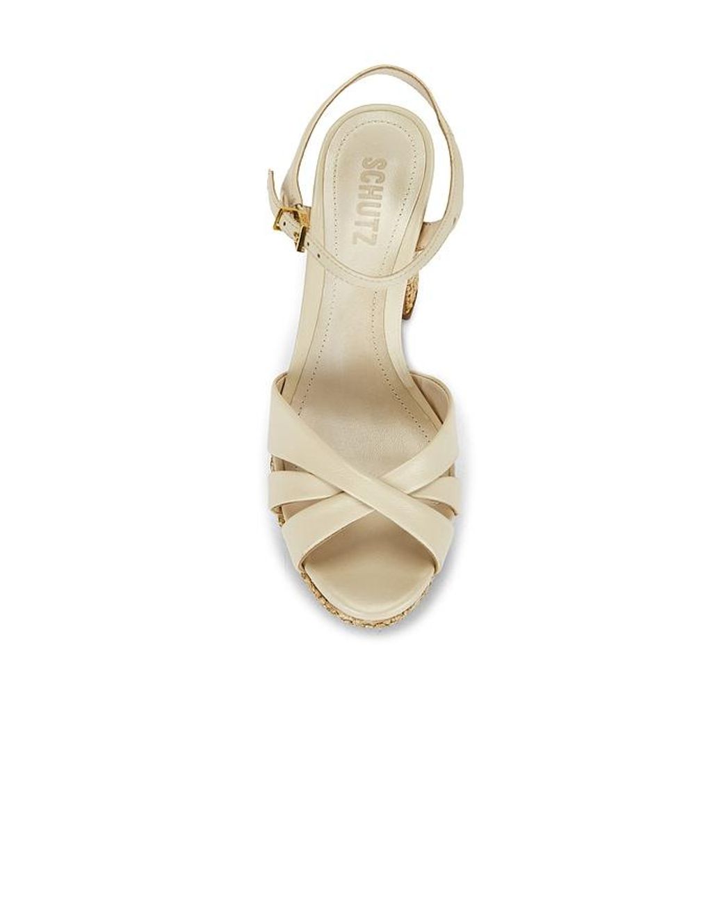 SCHUTZ SHOES White Keefa Raffia Platform Sandal